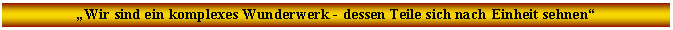 Textfeld: Wir sind ein komplexes Wunderwerk - dessen Teile sich nach Einheit sehnen