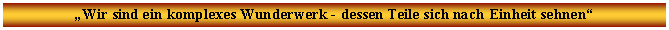 Textfeld: Wir sind ein komplexes Wunderwerk - dessen Teile sich nach Einheit sehnen