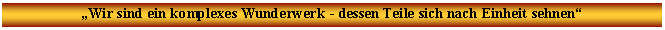 Textfeld: Wir sind ein komplexes Wunderwerk - dessen Teile sich nach Einheit sehnen